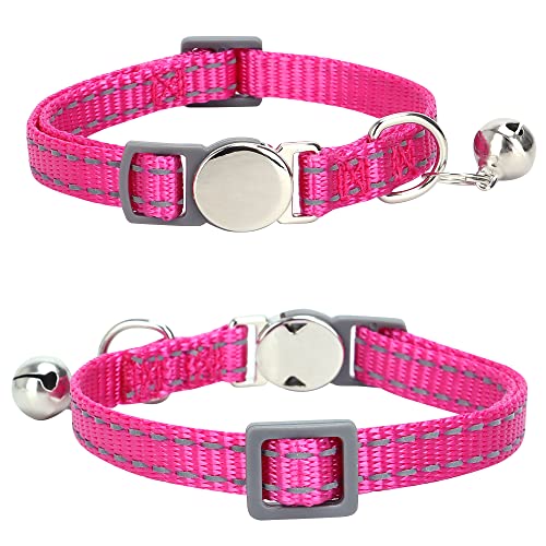Personalized Reflective Cat Collar with Bell and Breakaway Buckle - Engraved Name and Phone Number - color: Breakaway