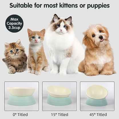 Bulldog Bowl Anti-Slip Dog Cat Dish Detachable Rubber Dog Bowl Pet Sterile Tilted Pet Feeder Slope Base (Green, 3.5 Cup (Medium/Large Dog)) - color: Green, size: 3.5 Cup ( Medium/Large Dog )