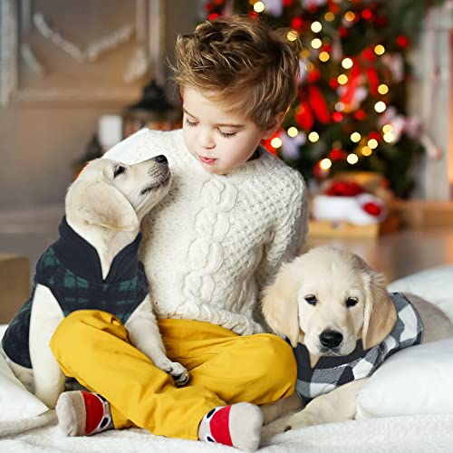 Reginary 10 Pack X-Large Dog Sweaters Fleece Pet Dog Clothes with Leash Ring Soft Warm Winter Puppy Plaid Shirt(Stylish) - size: X-Large,11-15.4 lb, style: Stylish