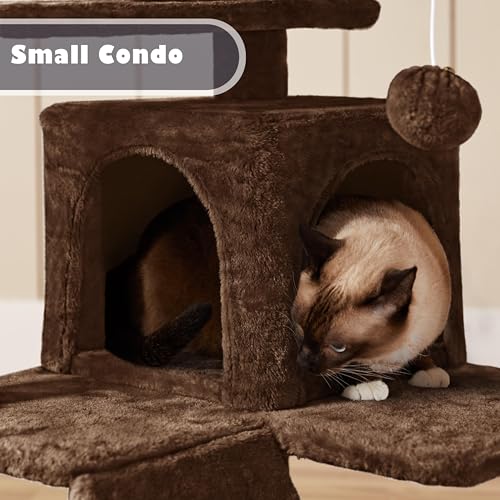 Yaheetech 54in Cat Tree Tower Condo Cat Furniture w/Scratching Post for Kittens Pet House Play - color: Brown, size: 54in