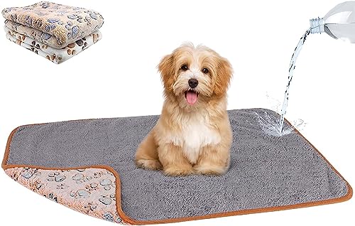 Waterproof Dog Blankets, 2 Pack Washable Dog Blankets for Bed Couch Sofa Protector Fleece Flannel Puppy Blanket Soft Plush Reversible Throw Blanket for Small Dog Puppy Cat 23"×16"(White+Coffee) - color: White+coffee(2pack), size: 23"×16"
