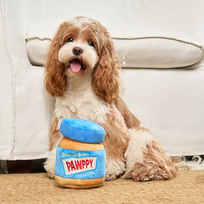 CHEWFFON Interactive Dog Enrichment Toy, Cute Crinkle&Snuffle Puppy Toys, Hide & Seek Puzzles, Peanut Butter Jar Toys for Brain Stimulation, for All Dog Sizes - style: Peanut Butter