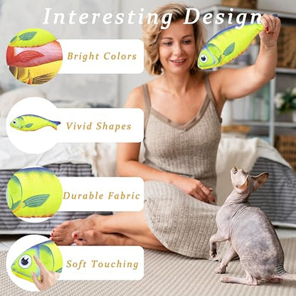 Soft Catnip Toys Fish, 3 Pack Bell Sound Cat Toys, Interesting Indoor Cat Kicker Toys, Durable and Highly Interactive Catnip Toys (Lucky Fish) - color: Lucky Fish