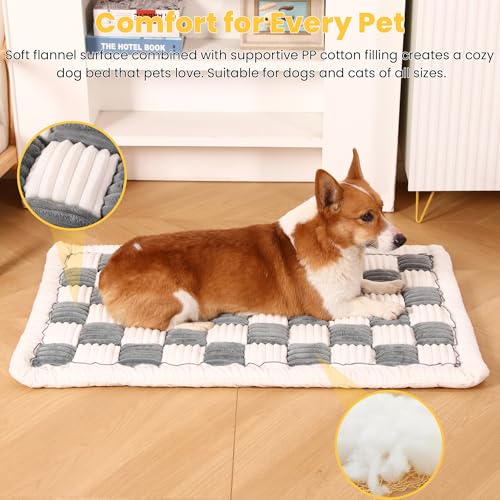 Dog Bed Mats Crate Pad for Small, Medium, Large Dogs, Washable Anti-Slip Pet Bed Mats, Cozy Warm Cat Beds Sleeping Pad (Bluegrey&White, 22.0" L x 13.0" W x 1.5" Th) - color: BlueGrey&White, size: 22.0"L x 13.0"W x 1.5"Th