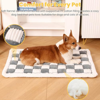 Dog Bed Mats Crate Pad for Small, Medium, Large Dogs, Washable Anti-Slip Pet Bed Mats, Cozy Warm Cat Beds Sleeping Pad (Bluegrey&White, 36.0" L x 23.0" W x 1.5" Th) - color: BlueGrey&White, size: 36.0"L x 23.0"W x 1.5"Th