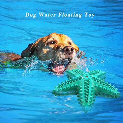 Squeaky Chew Toy - Starfish Water Floating Toy for Dogs, Natural Tooth Brush Teeth Cleaning for Small Medium Dogs - Blue - color: Starfish Blue