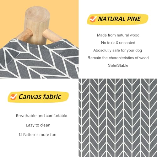 Cat and Dog Hammock Bed for Small Dogs, Brethable Wooden Cat Pet Rabbit Elevated Cooling Outdoor Bed Cots Furniture for Summer Arrow - color: Arrow