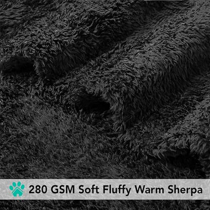 PETAMI Fluffy Fleece CAT and Dog Throw Blanket, Black, X-Large - color: Black, size: X-Large (60x80)