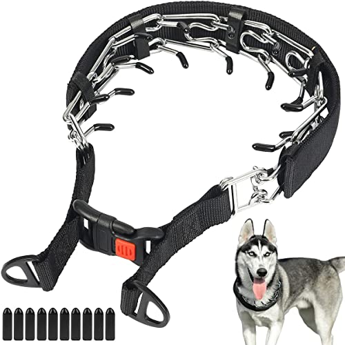 Dog Prong Collar, Adjustable Dog Training Collar with Quick Release Buckle for Small Medium Large Dogs - color: Luxury Black, size: XL/4.0mm (Neck: 20"-23" Weight: 90 lbs)