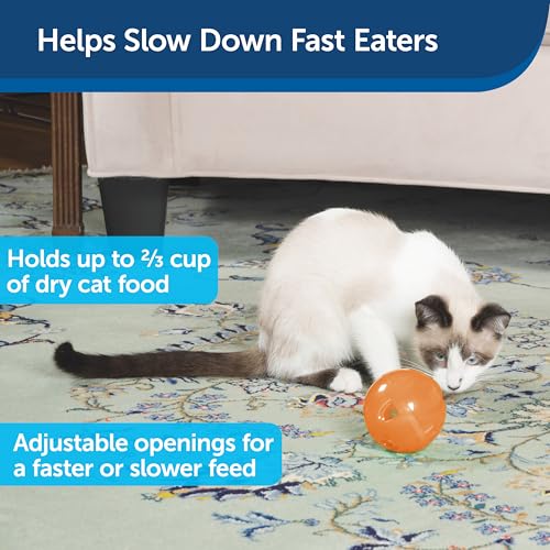 PetSafe Slimcat Feeder Ball - Interactive Game for Your Cat - Fill with Food and Treats - Orange - color: Orange