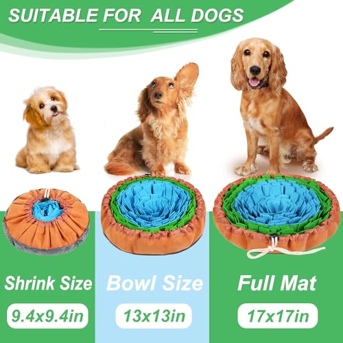 Vivifying Snuffle Mat for Dogs, Adjustable Treats Feeding Mat for Slow Eating and Keep Busy, Interactive Dog Puzzle Toys Encourages Natural Foraging Skills and Smell Training (Blue Green) - color: Blue&Green&Brown