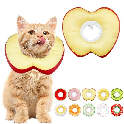 Cat Cone Collar Soft, Adjustable Cat Recovery Cone to Stop Licking, Cute Kitten Donut Collar After Surgery, Elizabethan Collars for Kittens, Lightweight Cats Neck Cones (Apple, Small) - color: Apple, size: Small
