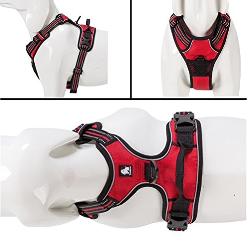 SGODA Dog Harness Reflective Vest with Handle Medium Red - color: Red, size: Medium Chest 22-27"