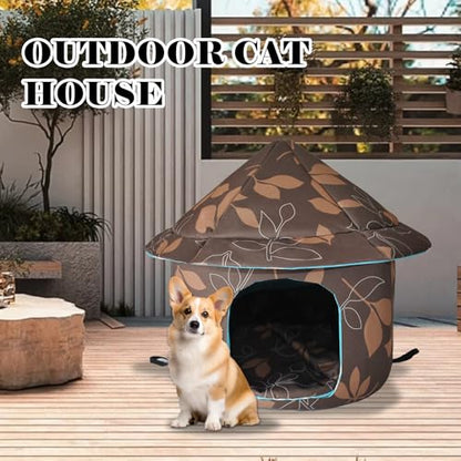 Stray Cats Shelter - Weatherproof Foldable Cat House, Insulated, Waterproof, Thicken Cats Tent Beds, Indoor/Outdoor Cat Dog Houses for Kitten Puppy (Brown)