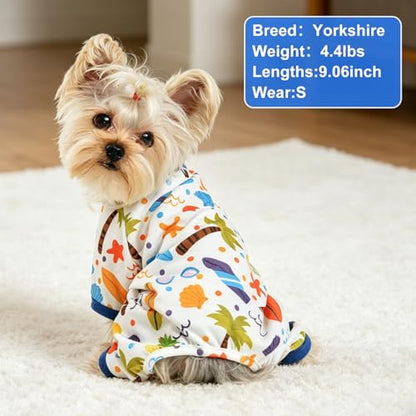 Dog Pajamas Pjs Fall Summer Dog Clothes for Small Dogs Girl - Boy - Medium Size Dogs, Soft Stretchy Puppy Clothes Doggie Onesies Cat Pet Jammies Outfit (Beach, Large) - color: Beach, size: Large (10-15)