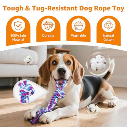 LOOBANI Dog Rope Toys for Aggressive Chewers, 2 Packs Replacement Interactive Chew Toy for Pet Grinding Teeth, Tug of War Toy for Small Medium Large Breeds(Purple Blue) - color: Purple Blue