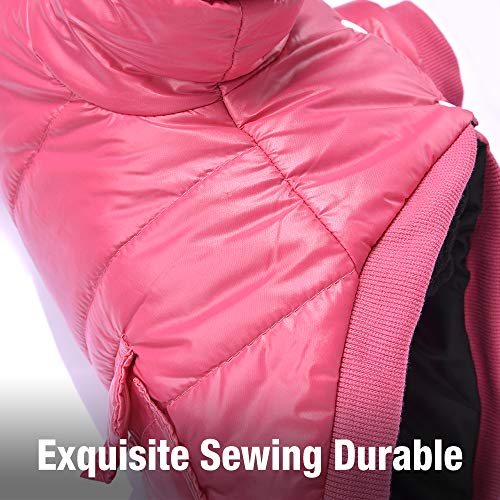 Dog Coat for Small Dogs, Windproof Doggie Puffer Jacket with Leash Hole, Extra Warm Dog Jacket Winter Coat, Pink M - color: Pink, size: Medium
