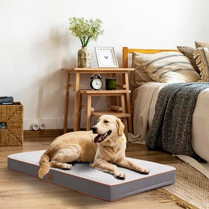 Sunheir Extra Large Dog Bed - Orthopedic Bed with Removable Waterproof Cover, Machine Washable, Egg Crate Foam, XL(41"X27"X3"), Light Grey - color: Light Grey, size: 41.0"L x 27.0"W x 3.0"Th