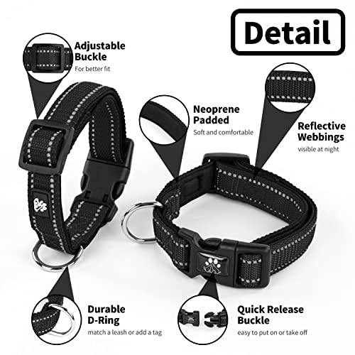Dog Collar and Leash Set,Reflective Dog Collars with Quick Release Buckle,Adjustable Nylon Pet Collar for Small Medium Large Dogs(Small,Black) - color: Black, size: Small