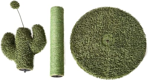 Amazon Basics Cat Scratching Post, Indoor Cactus with Natural Sisal for Kittens with Dangling Ball Toy, Medium, 25.6"H, Green - size: Medium - 25.6" H