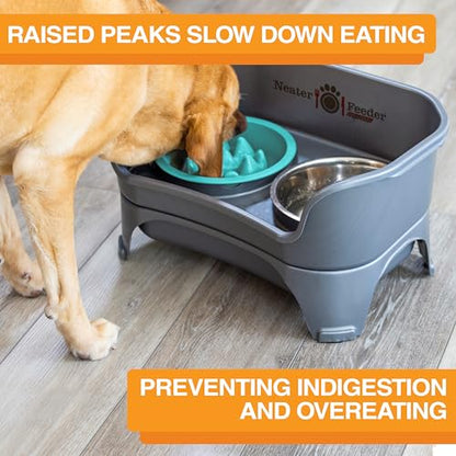 The Niner Slow Feed Bowl - Raised Peaks Slow Down Pets Eating - Fits Elevated Feeders Including Neater Feeder Large Sizes - Gentle on Teeth and Gums - Holds up to 2 Cups (Aquamarine) - color: Aquamarine