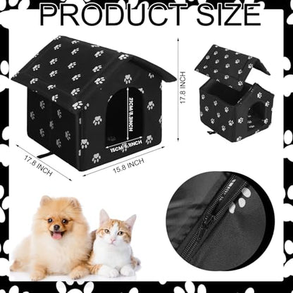 Soaoo 3 Pcs Cat Houses for Outdoor Stray Cats Shelter Weatherproof Outside House Indoor Foldable Pet Cave with Tent Stakes for Wild Animal Dogs(Paw Style) - style: Paw Style