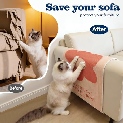 Wall Cat Scratcher for Indoor Cats - Reusable & Damage-Free Wall-Mounted Fabric Scratching, DIY for Furniture and Wall Protection (15.75''x23.62'', Yellow English Subtitles) - color: 2.Yellow English Subtitles