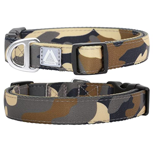 Soft Padded Dog Collar, Neck 12’’-20’’, Adjustable Heavy Duty Collar with 3M Reflective Logo for Medium, Large Dogs, Camo Green, M - color: Camo Green, size: Medium (Neck 12''–20'')