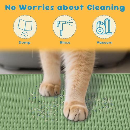 Cat Litter Mat, (33" X 21") Silicone Litter Trapping Mat - Waterproof/Urine Proof, Litter Box Mat - Keep the Floor Clean Green - color: Green, size: L