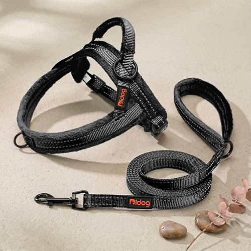 Didog Soft Flannel Padded Dog Vest Harness, No Pull/Quick Fit Reflective Dog Strap Harness, Easy for Training Walking (XS:Chest 15-18", Black) - color: Black, size: XS:chest 15-18"