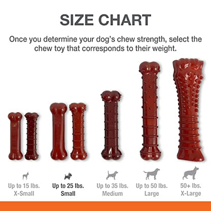 Nylabone Power Chew Basted Blast Dual Flavored Dog Chew Toys for Aggressive Chewers - Durable Dog Bones with 2 Layers of Flavor - Bacon and Steak Flavor, Small/Regular (2 Count) (Pack of 2) - size: Small (Pack of 2)
