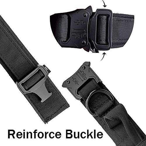 Tactical Dog Collar and Leash Set Adjustable Military Nylon Dog Collar with Control Handle and Heavy Duty Metal Buckle for Large Dogs （Black S - color: Black SET(collar+leash), size: Small (Pack of 1)