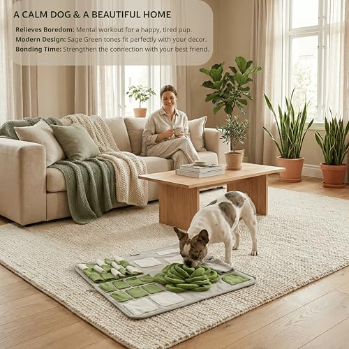 Snuffle Mat for Dogs – Interactive Feeding Mat for Slow Eating, 23.6 in x 23.6 in, Mental Stimulation & Boredom Relief (Sage Green) - color: Sage Green