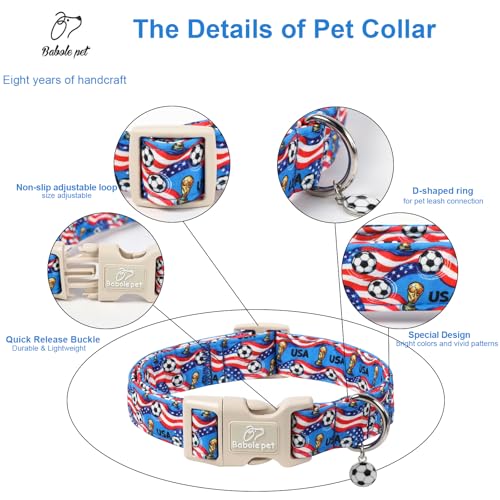 American Soccer Dog Collar Blue Patriotic Dog Collars for Puppy Small Dogs - Lightweight Adjustable 4th of July Puppy Collars Summer Stars & Stripes Male Female Dogs Collar XS - color: USA Soccer, size: XS