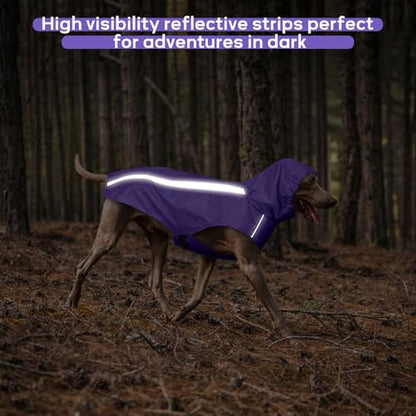 Dog Raincoat with Reflective Strip Hoodie, Waterproof Dog Raincoats, Adjustable Lightweight Hooded Poncho Dog Rain Jacket, Snowproof Windproof Clothes, Raincoats for Small Dogs - color: Purple, size: S