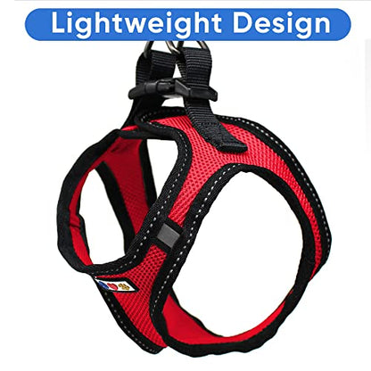 Pawtitas Reflective Mesh Puppy Dog Harness for Extra Extra Small Dogs – Adjustable | No Pull | Fits Neck 8 in Chest 12 in | XXS | Red - color: Red, size: 2 Extra Small