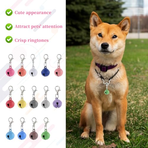 Xthrotsenk 14 Pack Bells for Cat Dog Collars Charms Colourful Pet Small Bells with Clasps Cat and Dog Round Bell Pet Collar Accessories for Collars