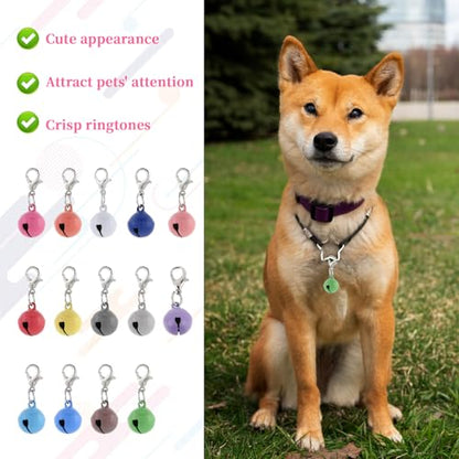 Xthrotsenk 14 Pack Bells for Cat Dog Collars Charms Colourful Pet Small Bells with Clasps Cat and Dog Round Bell Pet Collar Accessories for Collars