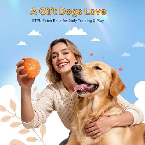 Kimee Dog Balls Tennis Ball for Aggressive Chewers, Dog Bouncy Balls Chew Toys Water Toy Fetch Ball for Large Medium Small Puppies, 3 Pack 3.15''