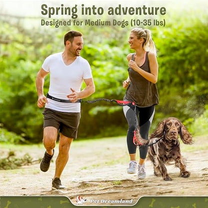 Exquisite Hands-Free Leash for Medium Dogs: Ultimate Comfort & Freedom for Running, Walking, Hiking. Premium Quality, Durable & Versatile Waist Dog Leash Belt. Your Dog Will Love It - color: Black & Red