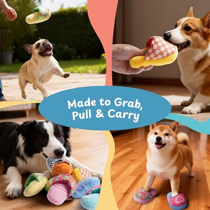 Nocciola 10 Pack Slipper Dog Toys, Squeaky Crinkle Plush Dog Toys for Small Medium Dogs, Interactive Chew Toys for Boredom, Indoor Soft Puppy Toy Set - style: Novelty