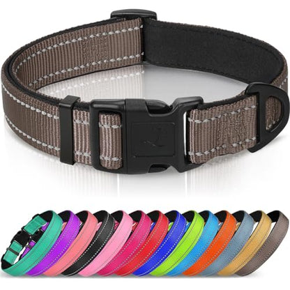 Joytale Reflective Dog Collar, Soft Neoprene Padded, Metal D-Ring, Nylon Pet Collar Adjustable for Puppy and Small Dogs, Brown, XSmall - color: Brown, size: X-Small (Pack of 1)