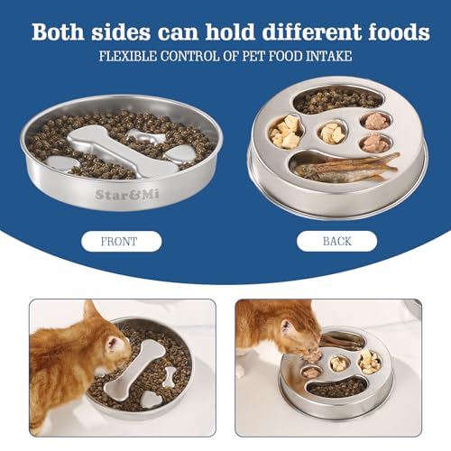 Stainless Steel Slow Feeder Dog Bowls – Non-Slip Metal Dog Bowl for Large & Medium Breeds, Puppy Puzzle Feeder – 2 Cup Capacity for Small to Big Pets – Durable Slow Feed Dog & Cat Food Dish - color: Bone&Heart