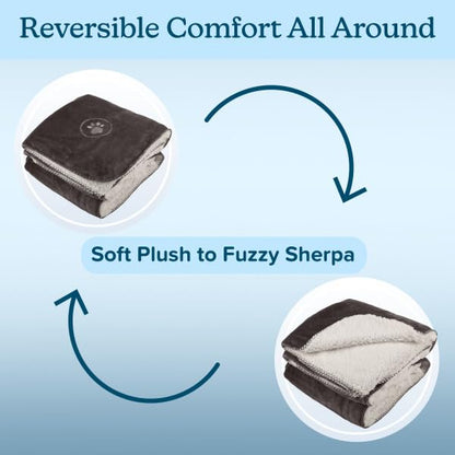 Waterproof Pet Blanket Collection– Reversible Throw Protects Couch, Car, Bed from Spills, Stains, or Fur – Dog and Cat Blankets by PETMAKER Dark Gray Large - color: Dark Gray, size: Small