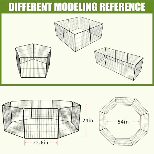 Dog Playpen 24 Inch 8 Panels, Foldable Metal Dog Playpen Indoor Outdoor, Puppy Playpen for Small Dogs, Portable Heavy Duty Pet Playpen, Durable and Secure