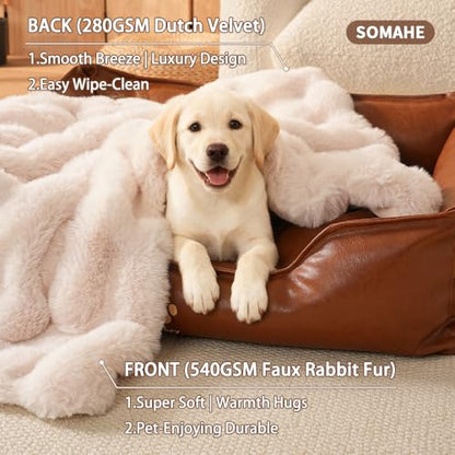 Dog Blanket, Reversible Sherpa & Bubble Fleece Pet Throw, Ultra-Soft Plush for Medium Dogs, Machine Washable, Anti-Static, Warm & Cozy, 39"×31" Inch White - color: White, size: 39"L x 31"W Inches