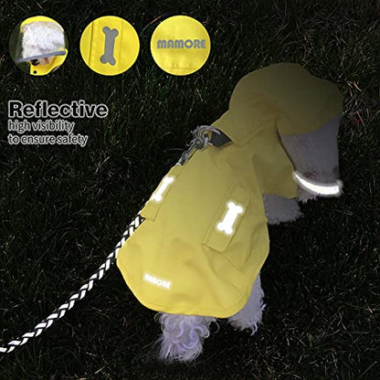 Waterproof Dog Raincoat, Adjustable Reflective Lightweight Pet Rain Clothes with Poncho Hood (X-Small, Yellow) - color: Yellow, size: X-Small(4-9lb)