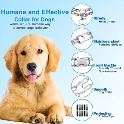 Prong Collar for Dogs, Adjustable Size Dog Training Collar Dog Pinch Collar with Quick Release Buckle for Small Medium Large Dogs(Packed with Two Extra Links) - size: X-L (23-26" Neck, 4.0mm)