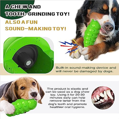 Dog Chew Toys, Squeaky Interactive, for Aggressive Chewers, TPR Rubber, Tough and Durable (Green) - color: Green