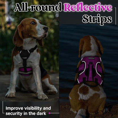 rabbitgoo Escape Proof Dog Harness, Soft Padded Full Body Pet Harness, Reflective Adjustable No Pull Vest with Lift Handle and Lesh Clip for Large Dogs Walking Hiking Training, S, Purple - color: Purple, size: Small (Pack of 1)
